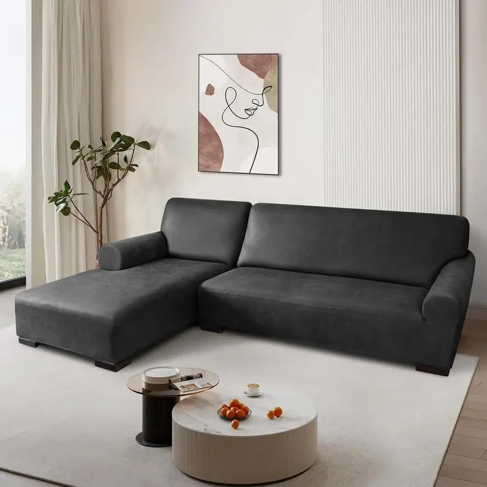 BRAND NEW 2-PIECE SECTIONAL COUCH COVER – DARK GREY